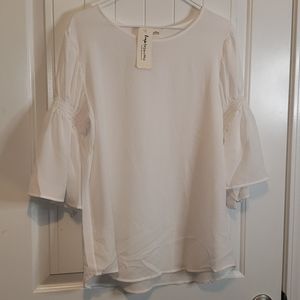 Impressions white balloon sleeve blouse